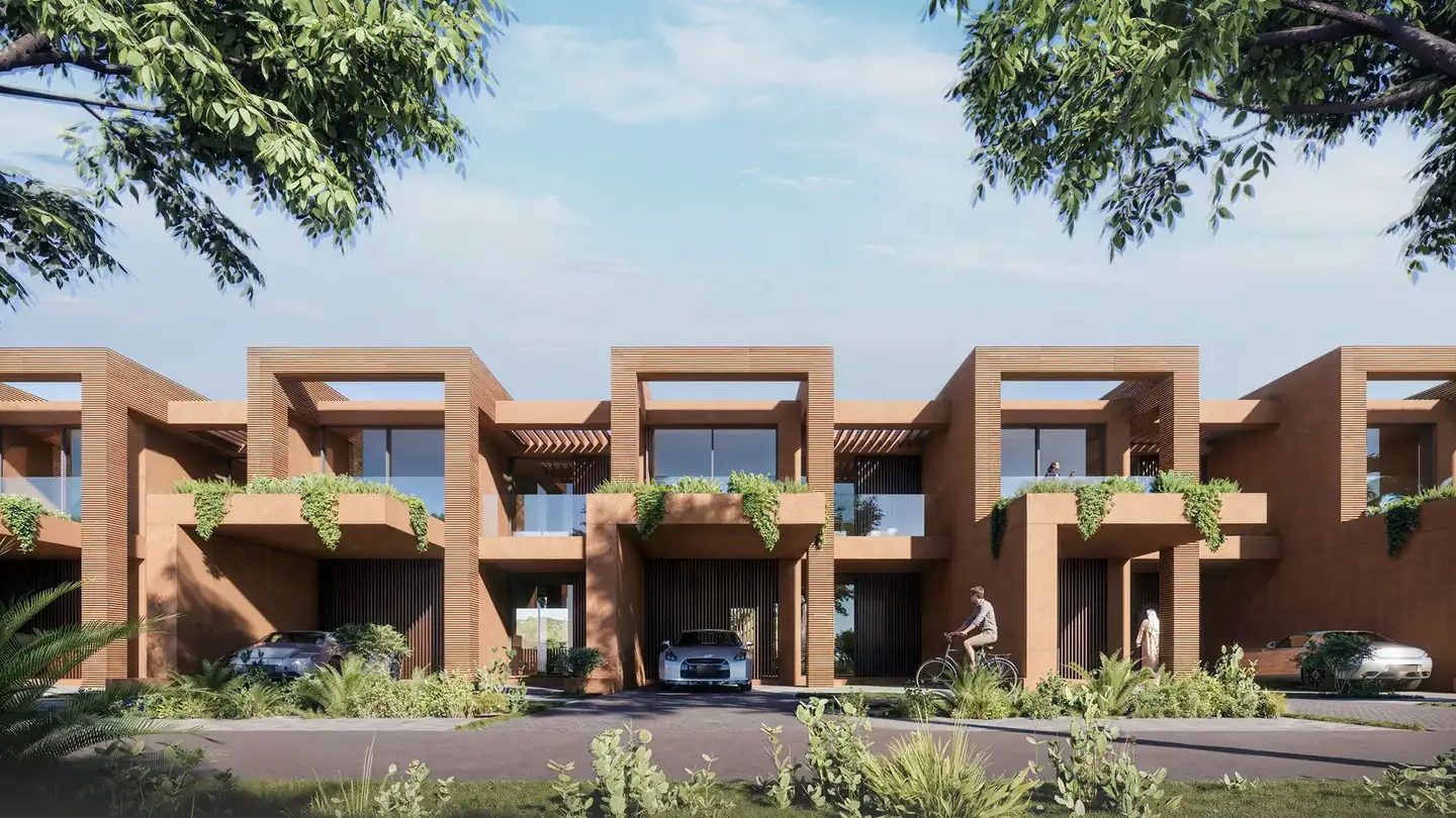 Row of three-bedroom townhouses